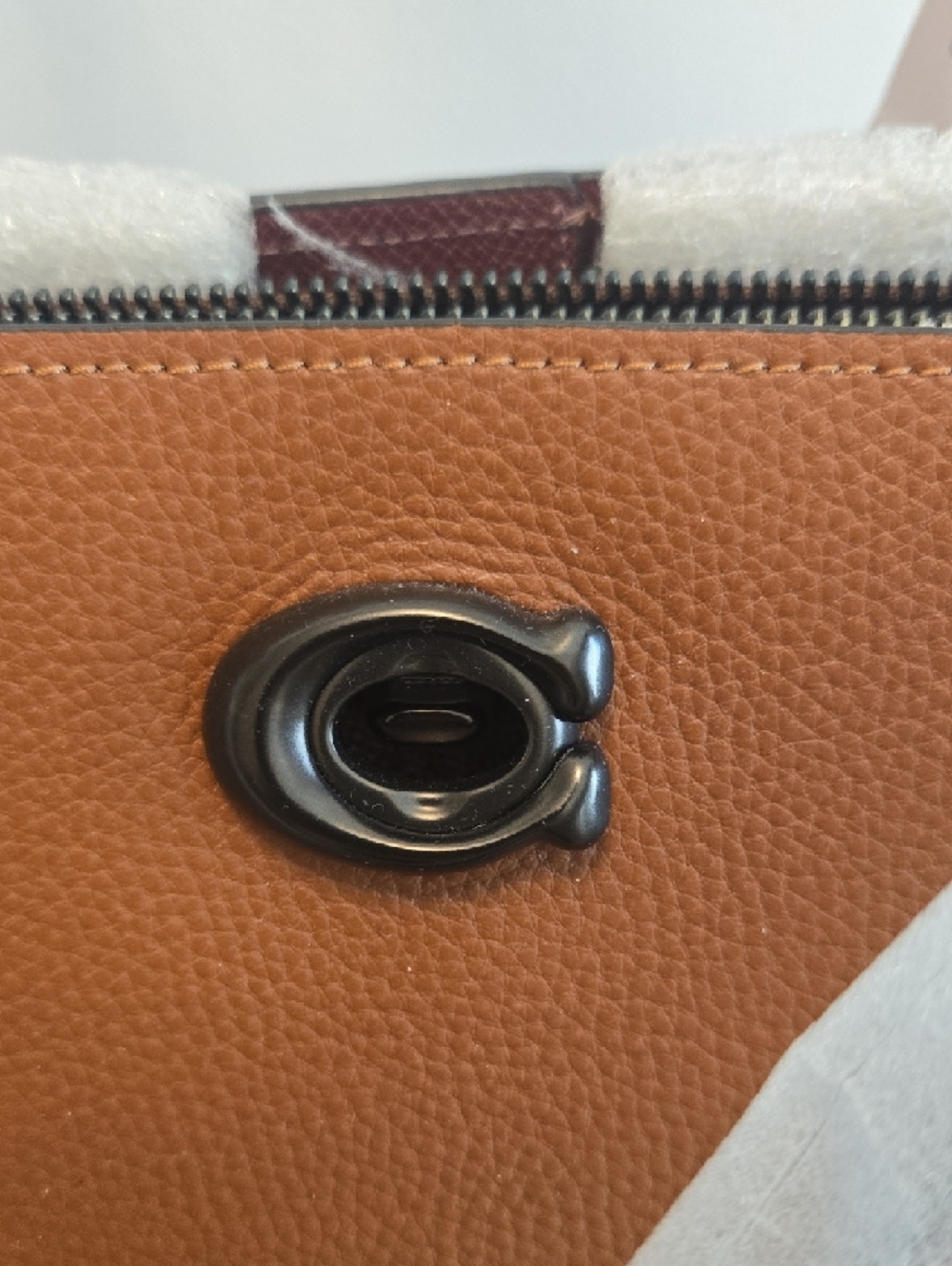 Coach Willow Brown Pebbled Leather Tote with Dark Trim NWT - Picture 8 of 10